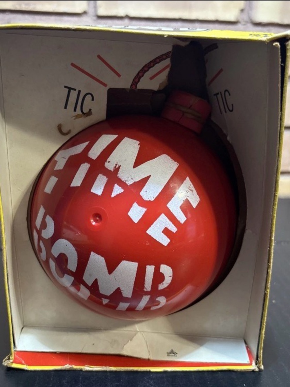 Vintage 1965 Milton Bradley "Tic Tic Time Bomb"  Wind Up Toy Working Red